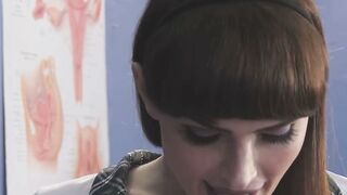 Shemale Natalie Mars analed in classroom