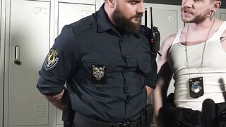 Police Captain Colt Spence exhibits fiendish glee sucking on Heath Halos nipples