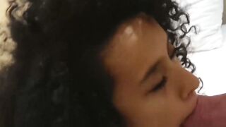 Curly big ass petite Latina teen rough sex and sloppy deepthroat blowjob
