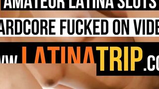 Curly big ass petite Latina teen rough sex and sloppy deepthroat blowjob