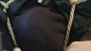 Submissive Jason Maddox tied up and sucked by fetish guys