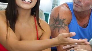 Dude pounds Brandy Salazar hard as husband enjoys the show