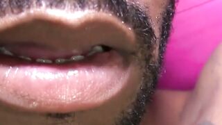 Ebony amateur licks his tasty armpits while jerking off