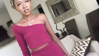 Elegant black teen Brandie enjoys hardcore sex and gave a sloppy blowjob