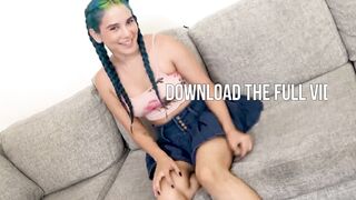 Latina teen gamer deepthroat BJ and rough anal fuck at casting