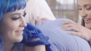 Sexy Gisele Blanco and Jewelz Blu share deepthroat duties on their fucker