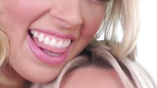 TS goddess Aubrey Kate makes babe squirt with big cock