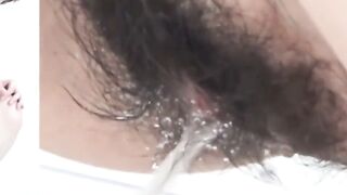 Hairy pussy Japanese girls peeing up close in hot compilation