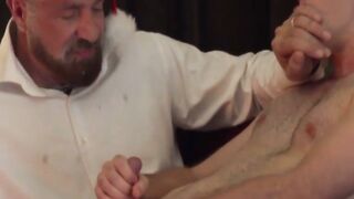 Mature hottie Felix Kamp masturbates my extra hung penis until cumshot