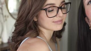 Leana Lovings and two wild babes gather around my cock for nasty blowjob