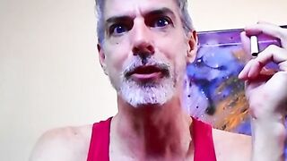 Nasty daddy Richard Lennox jerks off in the tub and blows cigarette smoke in your fac