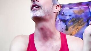 Nasty daddy Richard Lennox jerks off in the tub and blows cigarette smoke in your fac