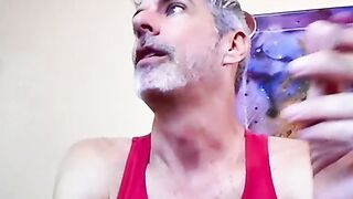 Nasty daddy Richard Lennox jerks off in the tub and blows cigarette smoke in your fac