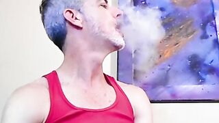 Nasty daddy Richard Lennox jerks off in the tub and blows cigarette smoke in your fac
