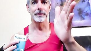 Nasty daddy Richard Lennox jerks off in the tub and blows cigarette smoke in your fac