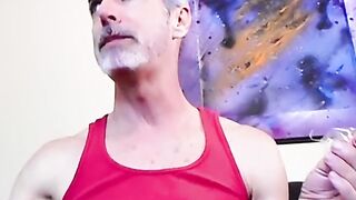 Nasty daddy Richard Lennox jerks off in the tub and blows cigarette smoke in your fac