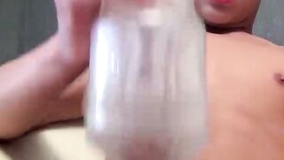 Sexy little twink Jax stuffs his asshole with a huge sex toy