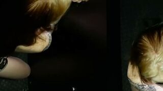 POV of tattooed babe Skye Mae giving her first gloryhole blowjob