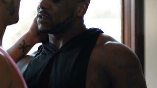 Sizzling hot Cesar Xes covered my dark face with his sticky white cum