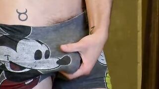 Dustin Fitch stroking his cock in and out of his undies