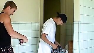 Handsome twink and his boyfriend try out new bought undies