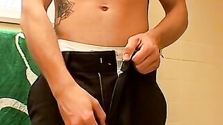 Undie wearing homosexual takes a shower and masturbates