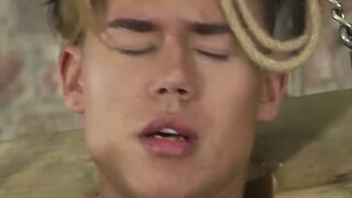 Teen bitch receives handjob from his mature ugly master