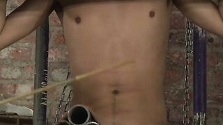 Teen bitch receives handjob from his mature ugly master