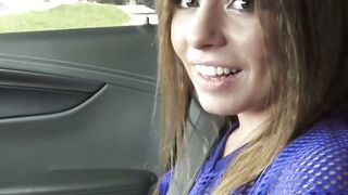 Petite stepsis Alex Blake is fucked hard inside the car