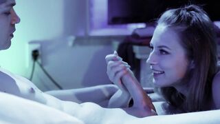 Petite Teen Sensation - Small Frame Girl Rides A Huge Dick And Swallows His Load