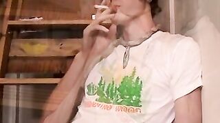 Blondie Babe Smokes While Playing With Her Man's Big Dick