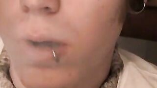 Blondie Babe Smokes While Playing With Her Man's Big Dick