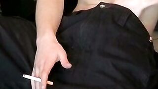 Maximum Pleasure - Horny Guy Jerks Off While Smoking In Living Room