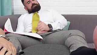 Horny Boss Jerks Off While Worshiping Feet Of His Employee - POV