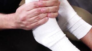 Hairy Guy Sniffs & Sucks Off Older Man's Feet And Fingers His Ass