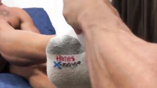 Foot Worship - Huge Dick Footjob & Blow Job With Giant Load On Feet