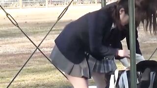 Public Peeing Frenzy #3 - Daring School Girls Peeking Out In Public