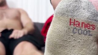 Foot Worship - Hottie Girl Sucks Smelling Feet Of Her Roomate And Makes Him Hard