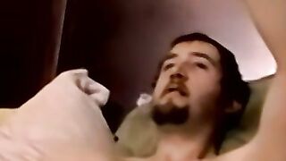 Hairy Amateur Stroking His Unshaven Dick And Shooting A Huge Load