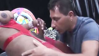 White Dude's Joyful Ride with Black She-MALE! Interracial Anal Sex!