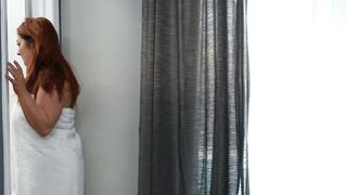 Teen redheaded chubby girl gets first time anal from older stepsister's dad