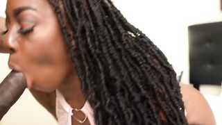 Curvy ebony beauty Cece is ready to take his load
