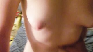Girl rides a dick and lets him cum inside