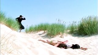 Group sex on a German beach, upscaled to 4K