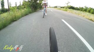 Kinky cunt with mouth Flashing Breasts and PAWG while Riding Bike. KinkyMylf