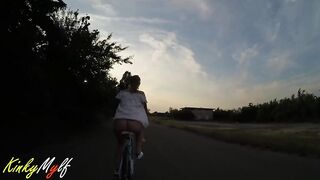 Kinky cunt with mouth Flashing Breasts and PAWG while Riding Bike. KinkyMylf