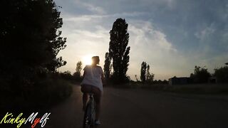 Kinky cunt with mouth Flashing Breasts and PAWG while Riding Bike. KinkyMylf