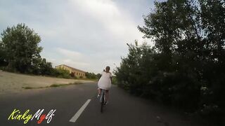 Kinky cunt with mouth Flashing Breasts and PAWG while Riding Bike. KinkyMylf
