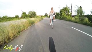 Kinky cunt with mouth Flashing Breasts and PAWG while Riding Bike. KinkyMylf