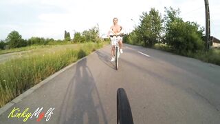 Kinky cunt with mouth Flashing Breasts and PAWG while Riding Bike. KinkyMylf